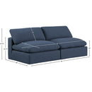  Manufacturer Color_Navy -- Comfy 78" Navy Linen Textured Fabric Upholstered 2 pc Armless Modular Loveseat IMAGE 9