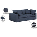  Manufacturer Color_Navy -- Comfy 80" Navy Linen Textured Fabric Upholstered 2 pc Modular Loveseat IMAGE 10