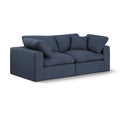  Manufacturer Color_Navy -- Comfy 80" Navy Linen Textured Fabric Upholstered 2 pc Modular Loveseat IMAGE 1