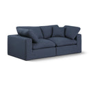  Manufacturer Color_Navy -- Comfy 80" Navy Linen Textured Fabric Upholstered 2 pc Modular Loveseat IMAGE 1