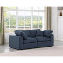  Manufacturer Color_Navy -- Comfy 80" Navy Linen Textured Fabric Upholstered 2 pc Modular Loveseat IMAGE 2