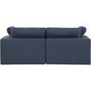  Manufacturer Color_Navy -- Comfy 80" Navy Linen Textured Fabric Upholstered 2 pc Modular Loveseat IMAGE 3