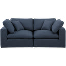  Manufacturer Color_Navy -- Comfy 80" Navy Linen Textured Fabric Upholstered 2 pc Modular Loveseat IMAGE 4
