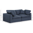  Manufacturer Color_Navy -- Comfy 80" Navy Linen Textured Fabric Upholstered 2 pc Modular Loveseat IMAGE 9
