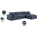  Manufacturer Color_Navy -- Comfy 119" Navy Linen Textured Fabric Upholstered 4 pc Modular Sectional IMAGE 16