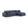  Manufacturer Color_Navy -- Comfy 119" Navy Linen Textured Fabric Upholstered 4 pc Modular Sectional IMAGE 1