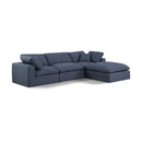 Manufacturer Color_Navy -- Comfy 119" Navy Linen Textured Fabric Upholstered 4 pc Modular Sectional IMAGE 1