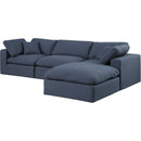  Manufacturer Color_Navy -- Comfy 119" Navy Linen Textured Fabric Upholstered 4 pc Modular Sectional IMAGE 2