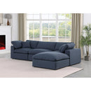  Manufacturer Color_Navy -- Comfy 119" Navy Linen Textured Fabric Upholstered 4 pc Modular Sectional IMAGE 4