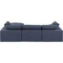  Manufacturer Color_Navy -- Comfy 119" Navy Linen Textured Fabric Upholstered 4 pc Modular Sectional IMAGE 5