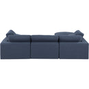  Manufacturer Color_Navy -- Comfy 119" Navy Linen Textured Fabric Upholstered 4 pc Modular Sectional IMAGE 6