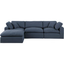  Manufacturer Color_Navy -- Comfy 119" Navy Linen Textured Fabric Upholstered 4 pc Modular Sectional IMAGE 7