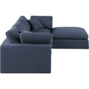  Manufacturer Color_Navy -- Comfy 119" Navy Linen Textured Fabric Upholstered 4 pc Modular Sectional IMAGE 9