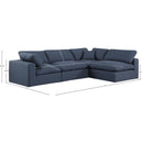  Manufacturer Color_Navy -- Comfy 119" Navy Linen Textured Fabric Upholstered 4 pc Modular Sectional IMAGE 15