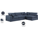  Manufacturer Color_Navy -- Comfy 119" Navy Linen Textured Fabric Upholstered 4 pc Modular Sectional IMAGE 16