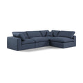  Manufacturer Color_Navy -- Comfy 119" Navy Linen Textured Fabric Upholstered 4 pc Modular Sectional IMAGE 1
