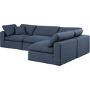  Manufacturer Color_Navy -- Comfy 119" Navy Linen Textured Fabric Upholstered 4 pc Modular Sectional IMAGE 2