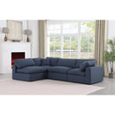  Manufacturer Color_Navy -- Comfy 119" Navy Linen Textured Fabric Upholstered 4 pc Modular Sectional IMAGE 3