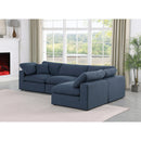  Manufacturer Color_Navy -- Comfy 119" Navy Linen Textured Fabric Upholstered 4 pc Modular Sectional IMAGE 4