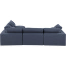  Manufacturer Color_Navy -- Comfy 119" Navy Linen Textured Fabric Upholstered 4 pc Modular Sectional IMAGE 5