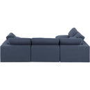  Manufacturer Color_Navy -- Comfy 119" Navy Linen Textured Fabric Upholstered 4 pc Modular Sectional IMAGE 6