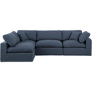  Manufacturer Color_Navy -- Comfy 119" Navy Linen Textured Fabric Upholstered 4 pc Modular Sectional IMAGE 7