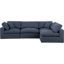  Manufacturer Color_Navy -- Comfy 119" Navy Linen Textured Fabric Upholstered 4 pc Modular Sectional IMAGE 8