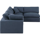  Manufacturer Color_Navy -- Comfy 119" Navy Linen Textured Fabric Upholstered 4 pc Modular Sectional IMAGE 9