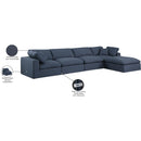  Manufacturer Color_Navy -- Comfy 158" Navy Linen Textured Fabric Upholstered 5 pc Modular Sectional IMAGE 16