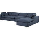  Manufacturer Color_Navy -- Comfy 158" Navy Linen Textured Fabric Upholstered 5 pc Modular Sectional IMAGE 2