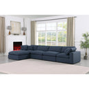  Manufacturer Color_Navy -- Comfy 158" Navy Linen Textured Fabric Upholstered 5 pc Modular Sectional IMAGE 3