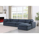  Manufacturer Color_Navy -- Comfy 158" Navy Linen Textured Fabric Upholstered 5 pc Modular Sectional IMAGE 4