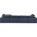  Manufacturer Color_Navy -- Comfy 158" Navy Linen Textured Fabric Upholstered 5 pc Modular Sectional IMAGE 5