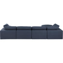  Manufacturer Color_Navy -- Comfy 158" Navy Linen Textured Fabric Upholstered 5 pc Modular Sectional IMAGE 6
