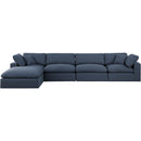  Manufacturer Color_Navy -- Comfy 158" Navy Linen Textured Fabric Upholstered 5 pc Modular Sectional IMAGE 7
