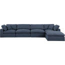  Manufacturer Color_Navy -- Comfy 158" Navy Linen Textured Fabric Upholstered 5 pc Modular Sectional IMAGE 8