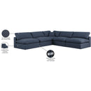  Manufacturer Color_Navy -- Comfy 118" Navy Linen Textured Fabric Upholstered 5 pc Modular Sectional IMAGE 11