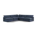  Manufacturer Color_Navy -- Comfy 118" Navy Linen Textured Fabric Upholstered 5 pc Modular Sectional IMAGE 1