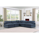  Manufacturer Color_Navy -- Comfy 118" Navy Linen Textured Fabric Upholstered 5 pc Modular Sectional IMAGE 2