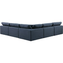  Manufacturer Color_Navy -- Comfy 118" Navy Linen Textured Fabric Upholstered 5 pc Modular Sectional IMAGE 3