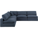  Manufacturer Color_Navy -- Comfy 118" Navy Linen Textured Fabric Upholstered 5 pc Modular Sectional IMAGE 4
