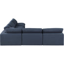  Manufacturer Color_Navy -- Comfy 118" Navy Linen Textured Fabric Upholstered 5 pc Modular Sectional IMAGE 5