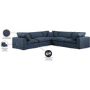  Manufacturer Color_Navy -- Comfy 119" Navy Linen Textured Fabric Upholstered 5 pc Modular Sectional IMAGE 11