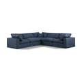  Manufacturer Color_Navy -- Comfy 119" Navy Linen Textured Fabric Upholstered 5 pc Modular Sectional IMAGE 1