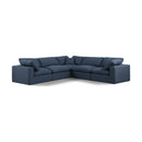  Manufacturer Color_Navy -- Comfy 119" Navy Linen Textured Fabric Upholstered 5 pc Modular Sectional IMAGE 1