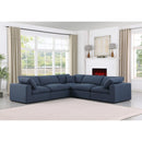  Manufacturer Color_Navy -- Comfy 119" Navy Linen Textured Fabric Upholstered 5 pc Modular Sectional IMAGE 2
