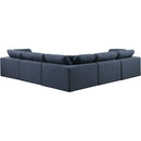 Meridian Comfy Navy Linen Textured Fabric Modular Sectional IMAGE 3