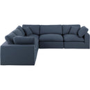  Manufacturer Color_Navy -- Comfy 119" Navy Linen Textured Fabric Upholstered 5 pc Modular Sectional IMAGE 4