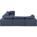  Manufacturer Color_Navy -- Comfy 119" Navy Linen Textured Fabric Upholstered 5 pc Modular Sectional IMAGE 5