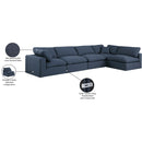  Manufacturer Color_Navy -- Comfy 158" Navy Linen Textured Fabric Upholstered 5 pc Modular Sectional IMAGE 16